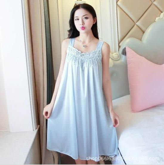 

Женская летняя ночная рубашка Ice Silk - свободная, большого размера, тонкая, сексуальная пижама One Size