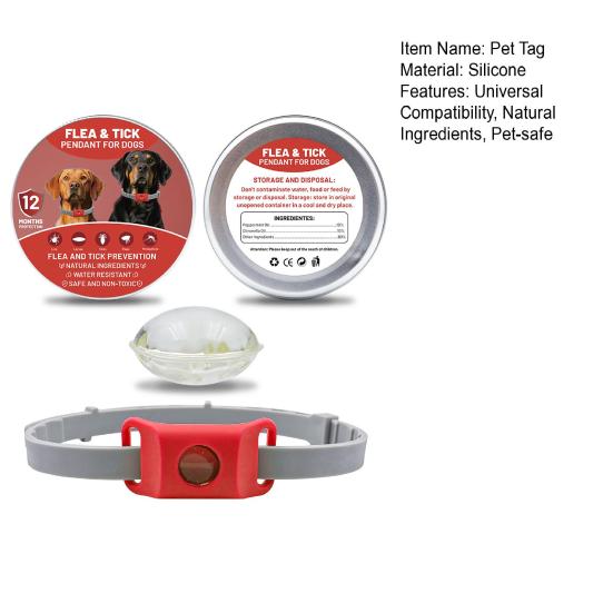 Flea Prevention Tag for Dogs Natural Ingredients Tick Repellent Tag Waterproof Collar Tag with 2 Refills Adjustable for Small Medium And Large Dogs