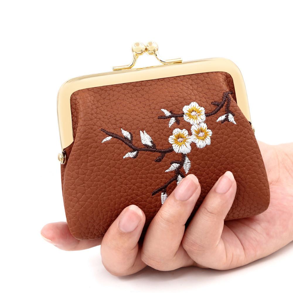 Chinese Style Embroidered Coin Purse With Flower Pattern For Women Daily Use