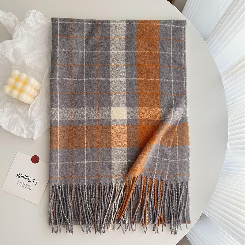 Women Winter Knitted Scarf Headscarf Ladies Men Casual Preppy Plaid Tassel Warm Scarve Mujer Male Foulard Wrap Shawl New Korean