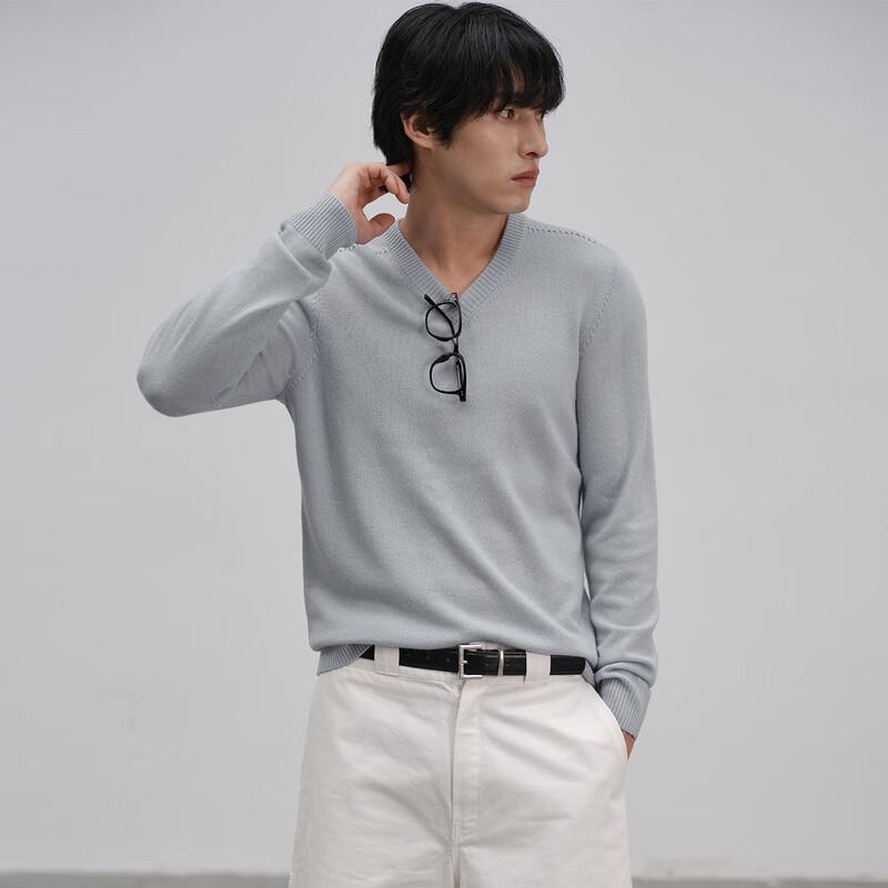 Sinuofude Men's V-Neck Wool & Cashmere Sweater