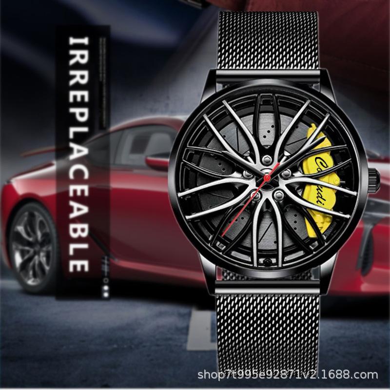 Fashion Luminous Watch Men's Hollowed Out Car Wheel Hub Business Waterproof Quartz Luxury Clock Wristwatch Sports High Quality