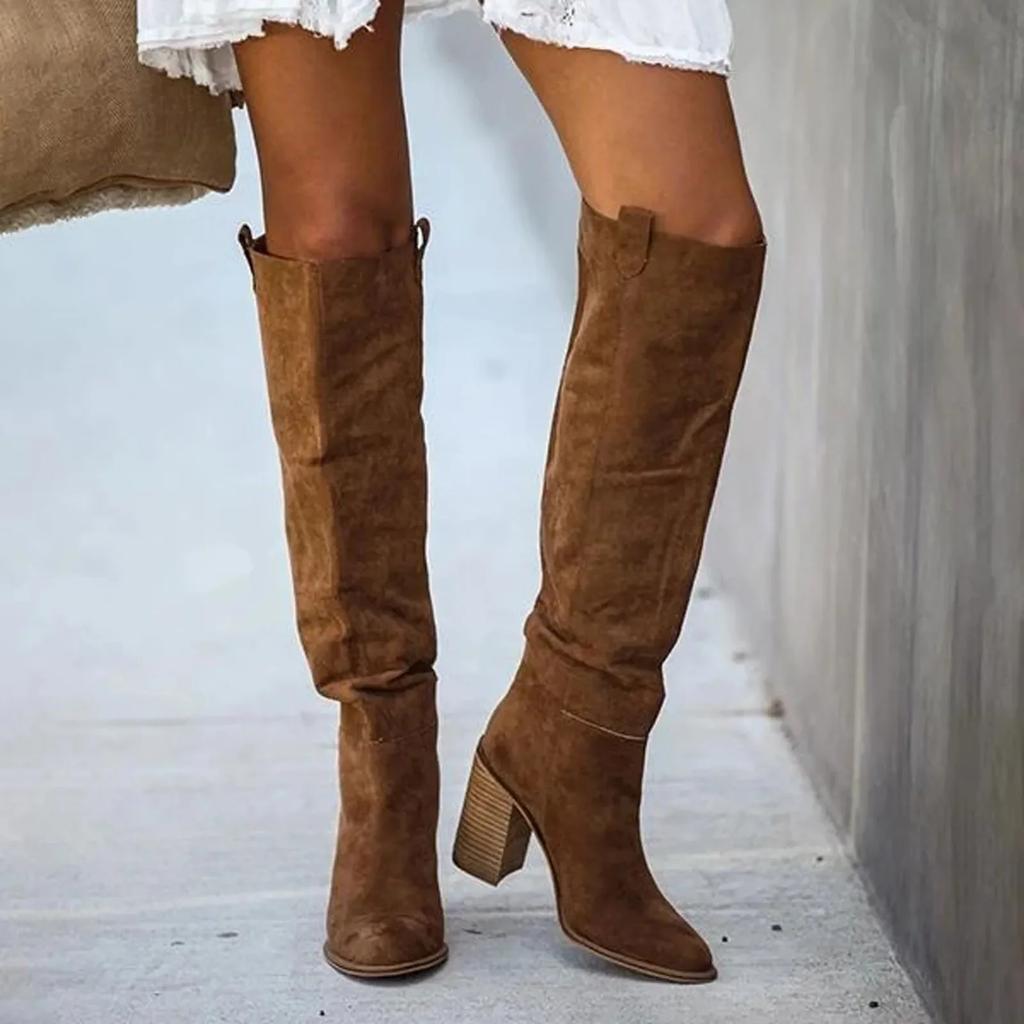 Fashion Women Fashion Casual Vintage Retro Long Knee-high Cowboy Boots Square Heel Shoes Boot Woman