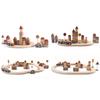 City Wooden Fun Transportation Train Track Assembly Building Blocks Kid Toy Set