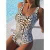 Summer Sexy Abstract Pattern Printed One-piece Swimsuit Slim Fit and Slimming, Deep U-back Design, Beach Pool Vacation Eye-catching Fashion Swimsuit