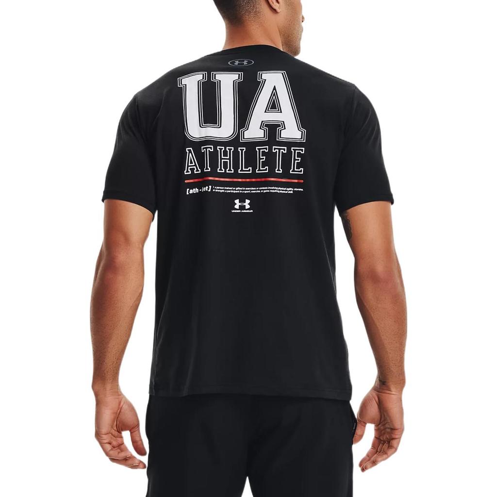 Under Armour Letter Logo Print Breathable Training T-Shirt Men Tops Black 1352043-001