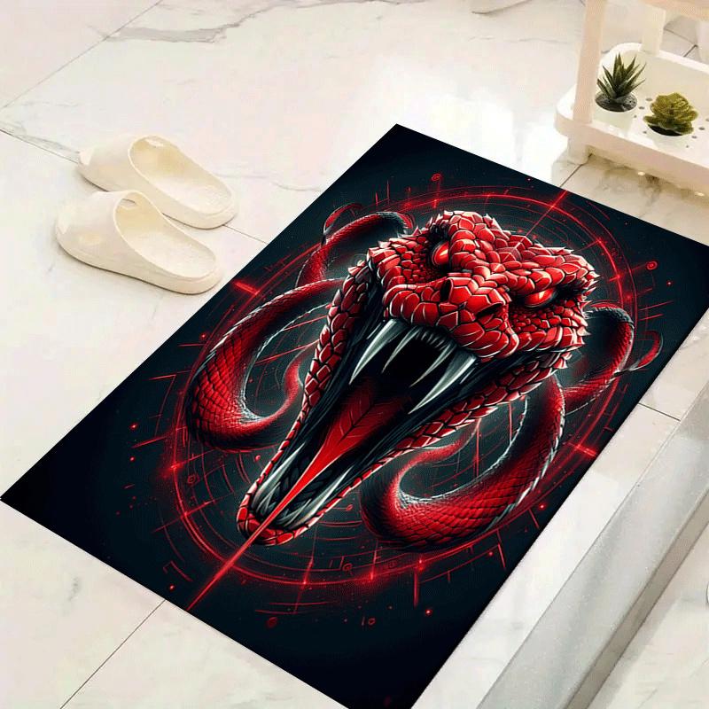 

1pc Red Snake Print, Design Indoor Area Rug - Soft, Anti-Slip, and Durable Gaming Room Decor for Bedroom, Living Room 60cm by 90cm