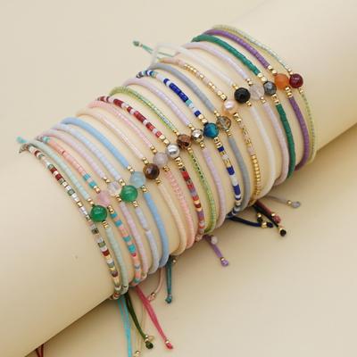 Dámský náramek Boho Style Ručně vyrobený Estetický Nastavitelný Faux Crystal Dekorace Atraktivní český etnický korálkový náramek dámský doplněk