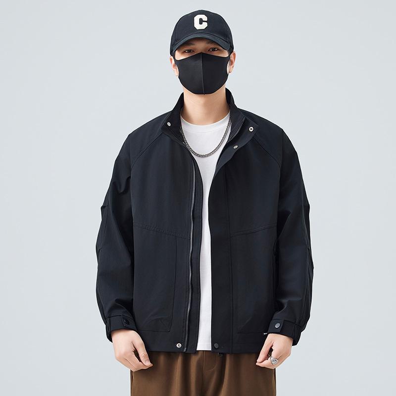 Men'S Coat New Youth Casual Versatile Jacket Popular Stand-Up Collar Spring And Autumn Tooling Trendy Coat Men