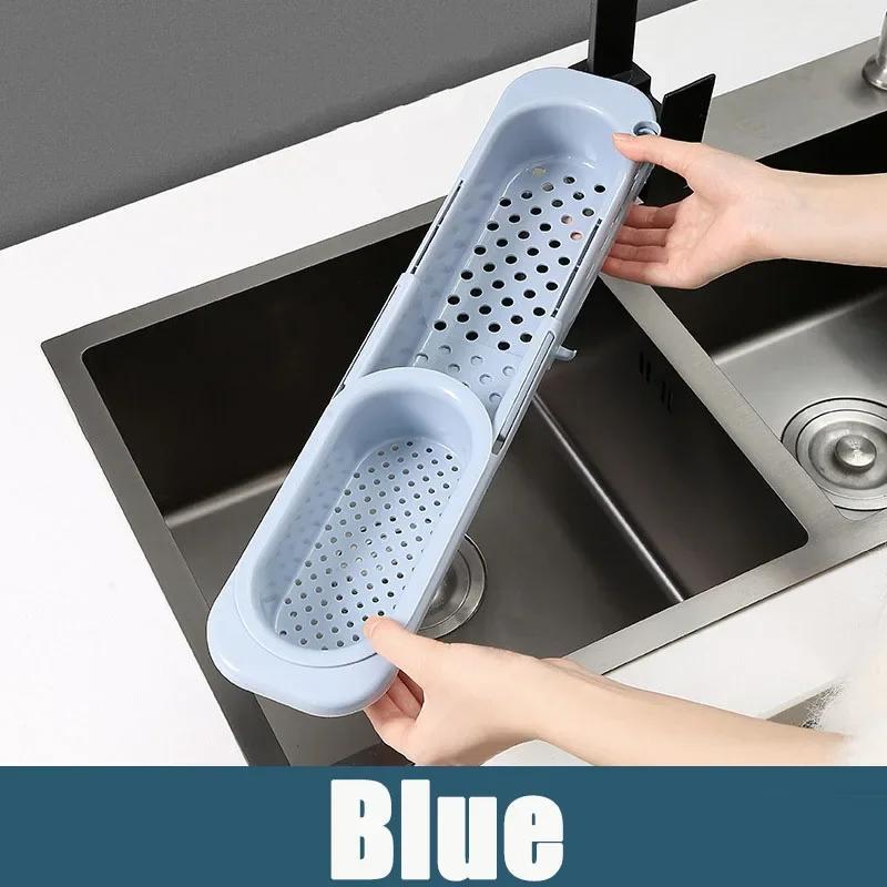 

Регулируемая длина Корзина для слива кухонной раковины Сушилка для посуды с подставкой для мыла и полотенца Поставка Кухонные аксессуары Полка Сушилка для посуды синий