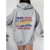 Women'S Shoulder Sleeve Fleece Sweater Plain Letter Print Kangaroo Pocket Drawstring Print Hoodie Clothing