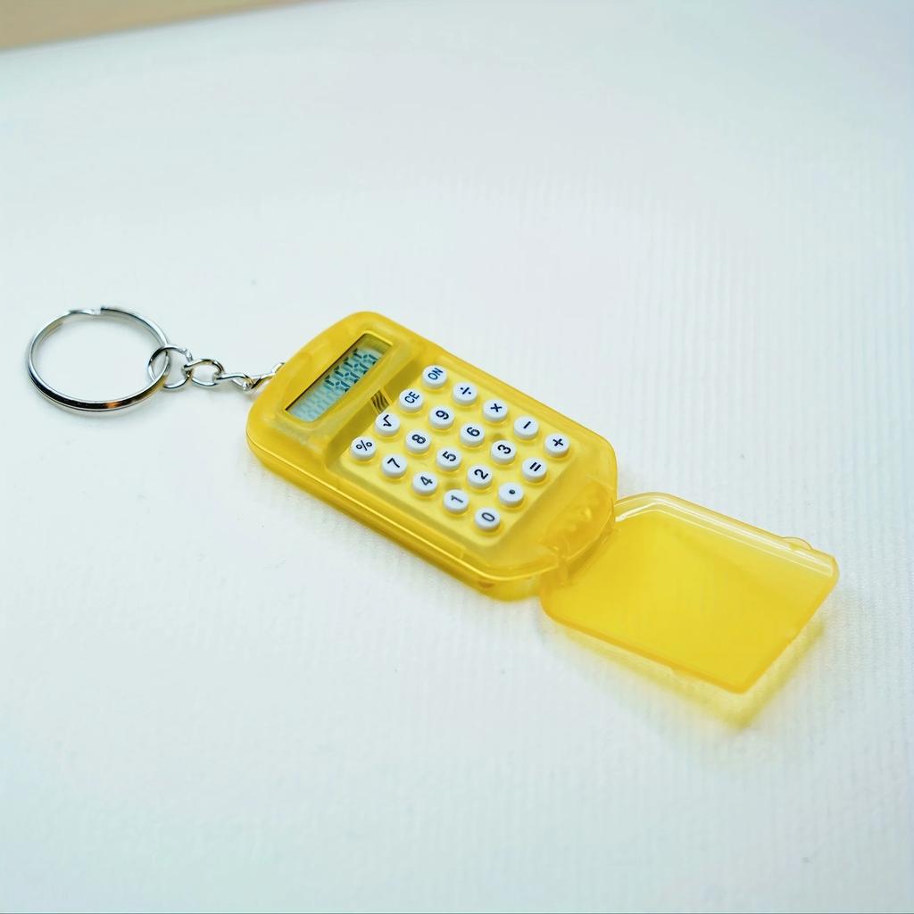 Mini Transparent Flip Calculator Portable Calculators Students' Supplies Gift Cute Calculator with Keychain