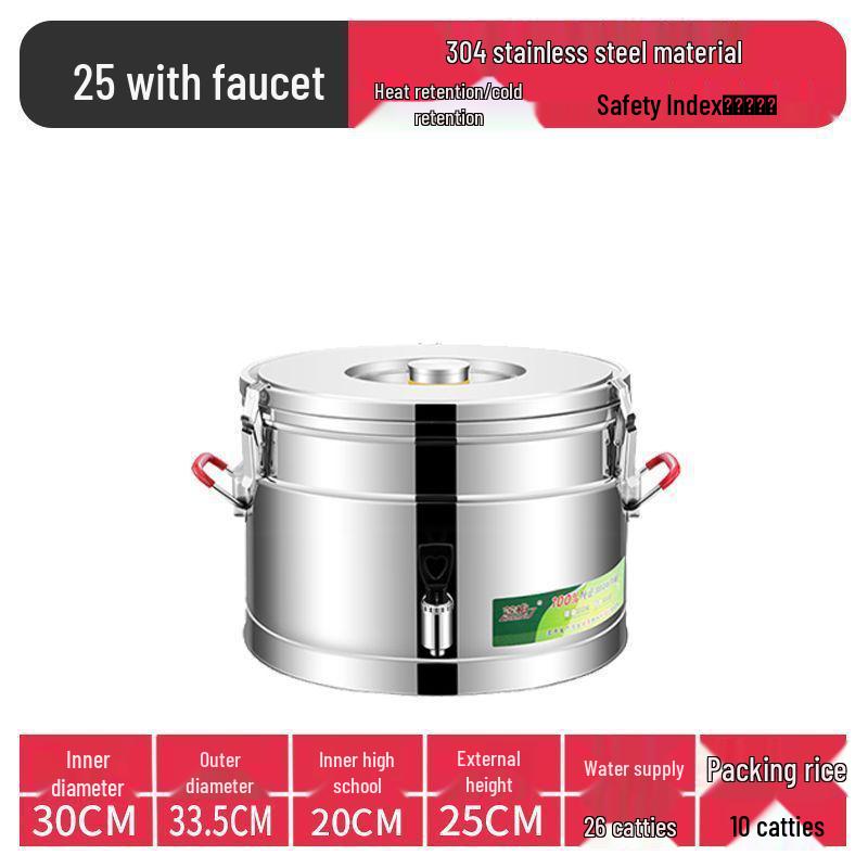 Isolierter Eimer aus Edelstahl 304 für Reis und Sojamilch, Eimer für Eisgelee mit großem Fassungsvermögen