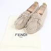 Fendi Loafers Olock FF Logo Gold Metal Fringe Beige Nubuck Leather Mens 7 7P1589 Used