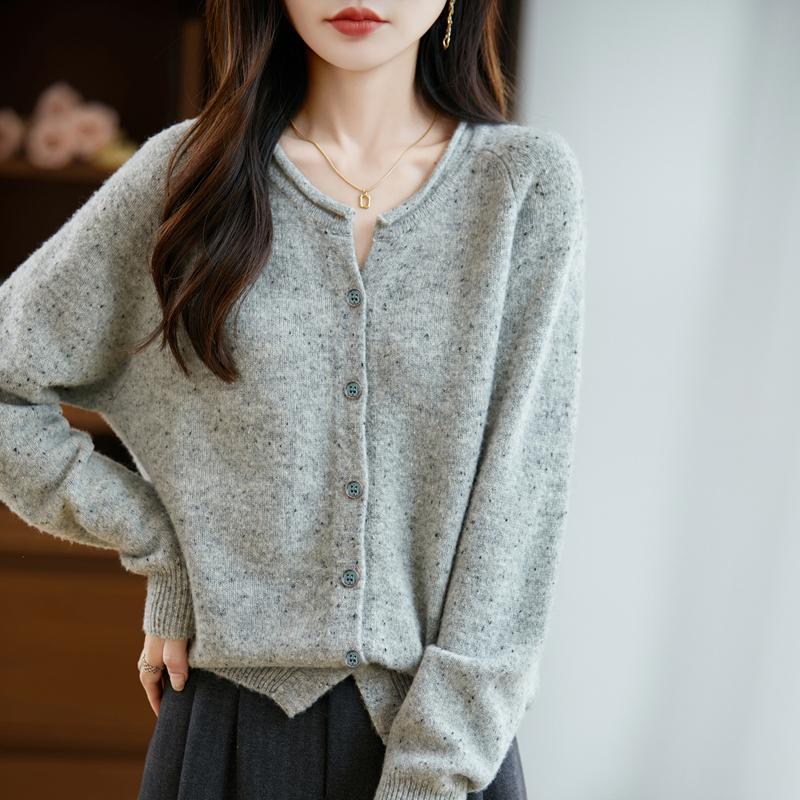 QingHe Cashmere Women's 30% Cashmere Cardigan - Soft & Warm Wool Blend Sweater