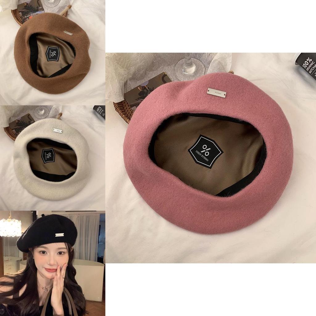 Stylish Black Wool Beret Hat For Women And Men Perfect For Autumn And Winter Wear