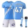 2025-26 Manchester City Heim #47 FODEN Sport Trainings-Trikot-Set mit Socken für Jugendliche, Kinder, Erwachsene, Personalisierbarer Name, Fußball-Kits