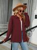 Europäische und amerikanische Damen Freizeitjacke mit Taschen und Knöpfen in Uni-Farbe für Herbst und Winter