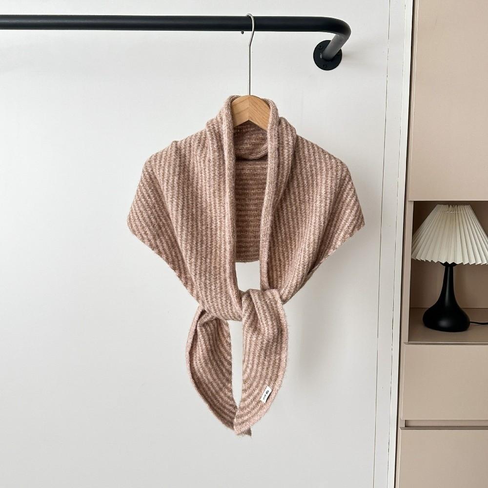 Elegant Triangle Striped Scarf Comfortable Knit Wool Scarf Decorative Neck Warmer Women