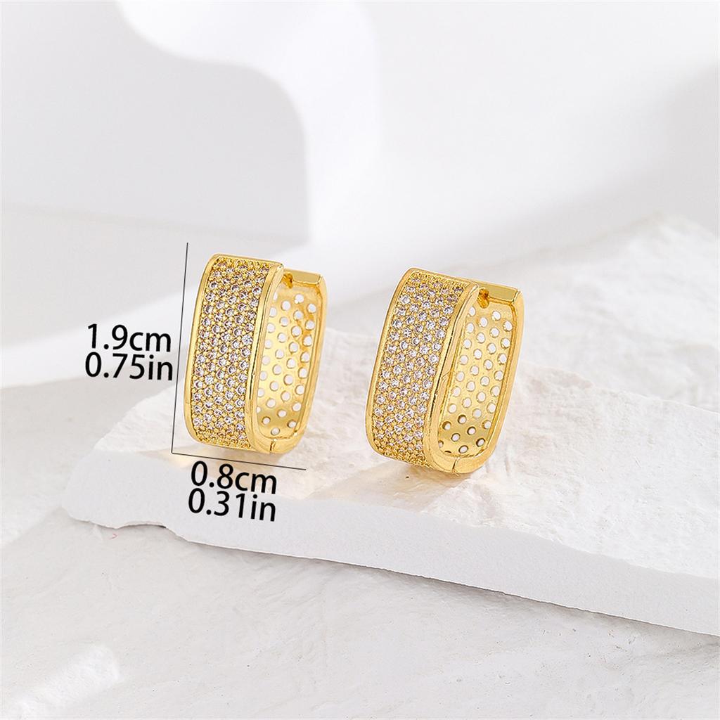 2Pcs Fashion Square CZ Huggie Hoop Earrings for Women Elegant Sparkling Cartilage Lobe Piercing Jewelry Gift