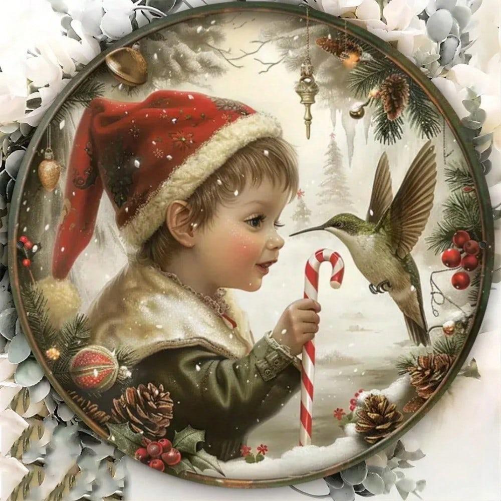 Rustic Metal Apple Basket with Linen Farmhouse Kitchen Wall Decor