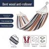 Outdoor Canvas Hammock Swing, Single/Double, Anti-Rollover, Polyester Cotton, Color Stripe Design