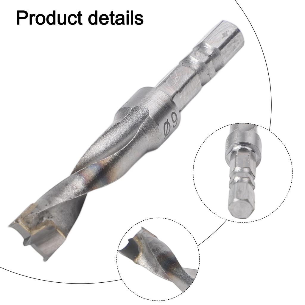 Hexagonal Handle Drill Bit for Woodworking and Construction Enhanced Efficiency with Three Pointed Two Edge Design