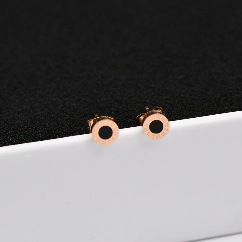 

Унисекс серьги-пусеты из титановой стали цвета розового золота и черного