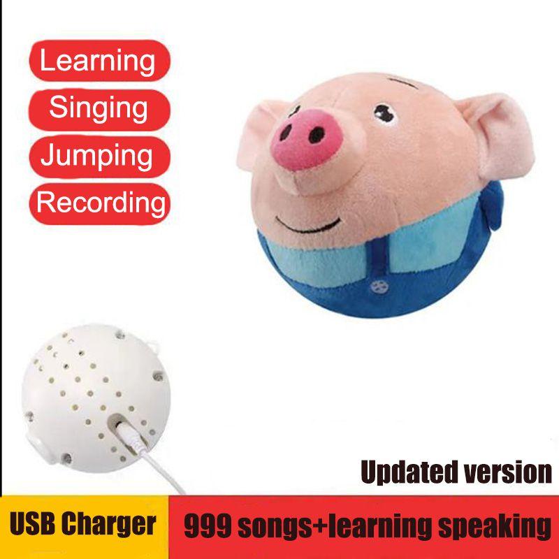 Говорящий прыгающий мяч с USB, вибрирующий мяч Анпанман с музыкой, плюшевая игрушка-мяч в виде свиньи для детей с 999 китайскими песнями Blue