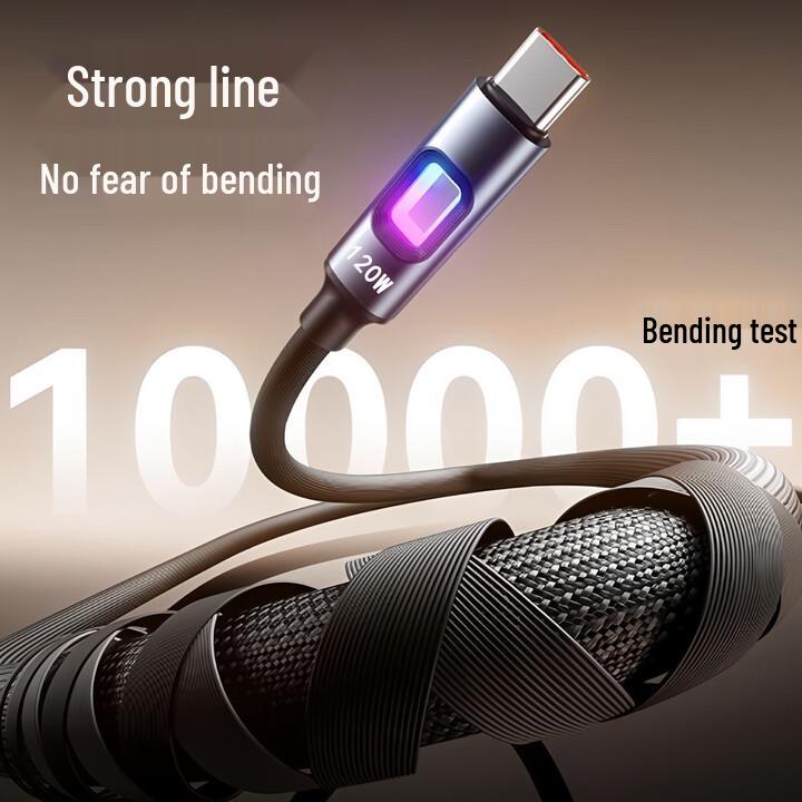 Hollow RGB Type-C 120W Super Flash Charge Cable, 6A Fast Charging for Apple & Huawei.