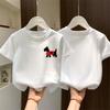 Girls' Summer Loose-Fit White Cotton Half-Sleeve T-Shirt