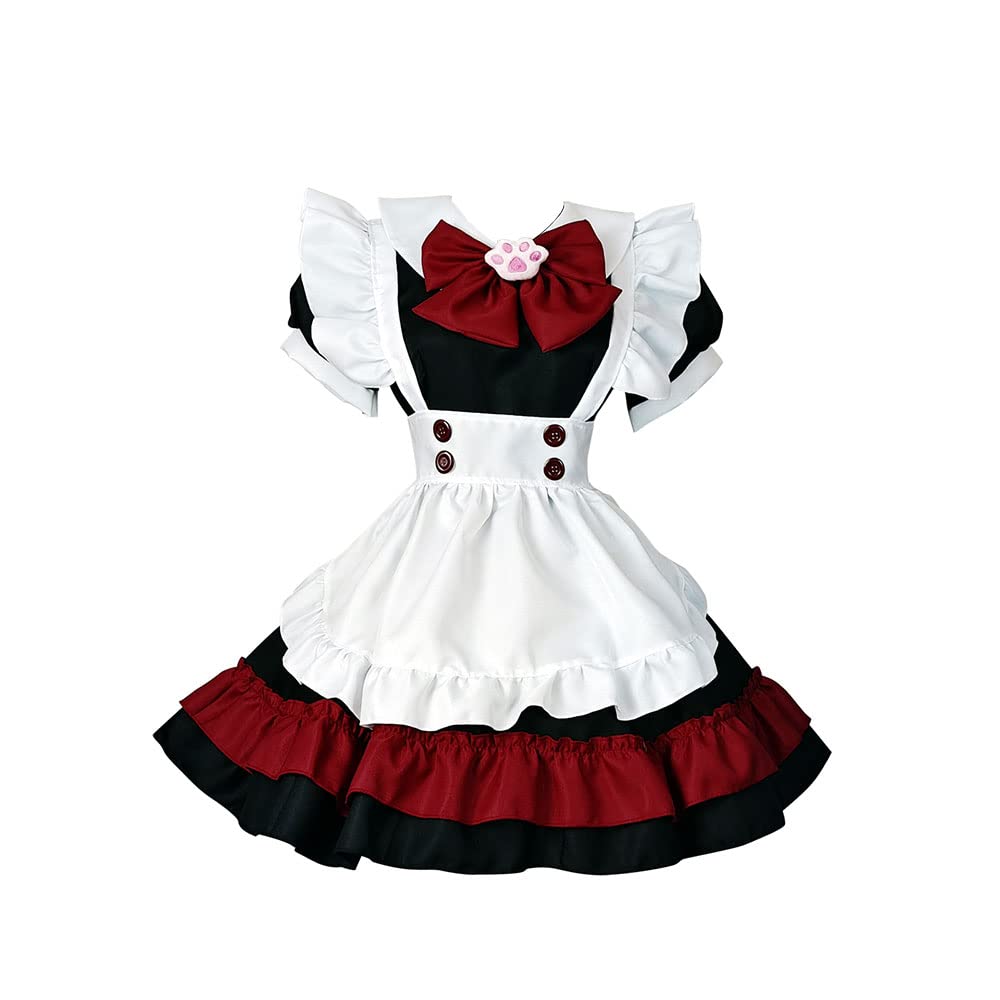 Maid Halloween Cosplay Gothic Lolita Plus Costume for School 4XL [FULINE] Costume, Wine, Costume, Cute, Dress, Size, Festivals, Red,