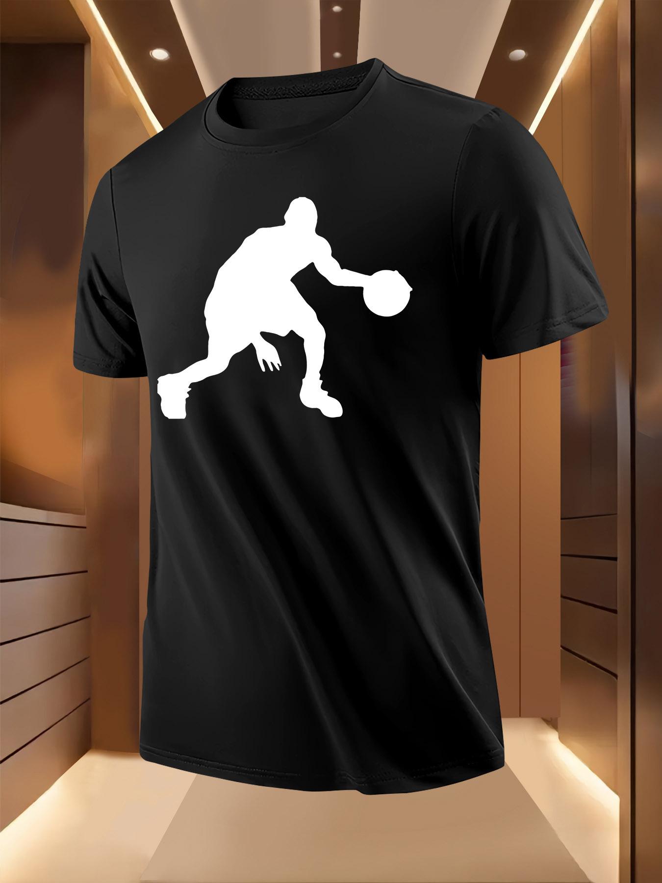 Basketball Silhouette Print Tshirt - Light Yellow XXL