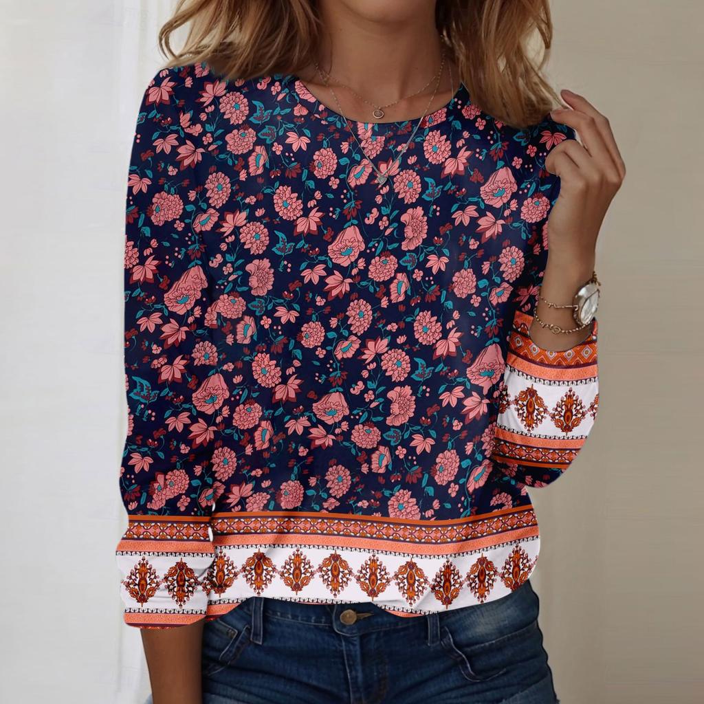 Long Sleeve Shirts For Women Cute Print Graphic Tees Blouses Casual Plus Size Basic Tops Pullover