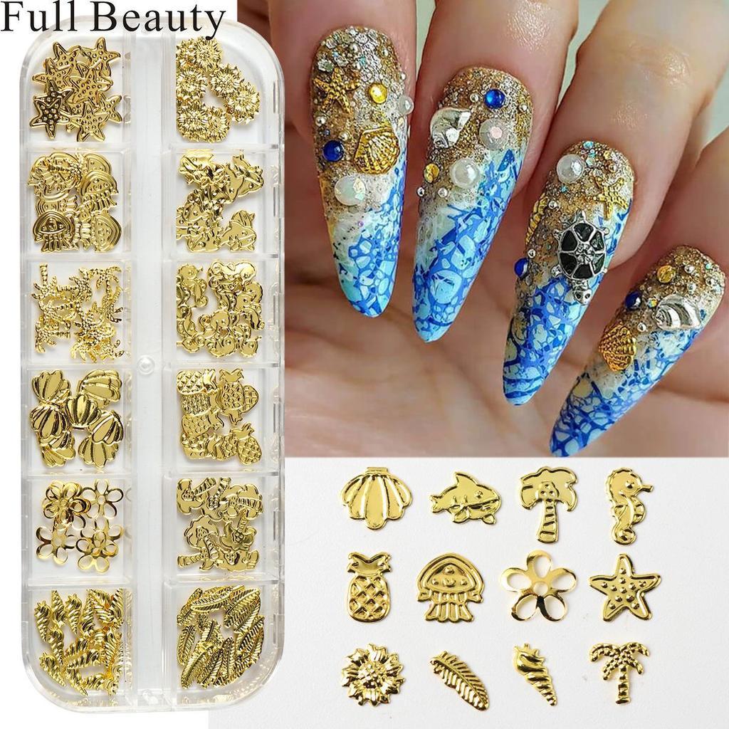 New Nail Art 12-panel Jewelry Summer Ocean Coconut Tree Pineapple Starfish Metal Jewelry