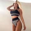 Nové sexy bikiny s vysokým pasem leopardí potisk, jednobarevné plavky, dámské plavky, sada bikin push-up, brazilské plavky letní plážové oblečení plavky