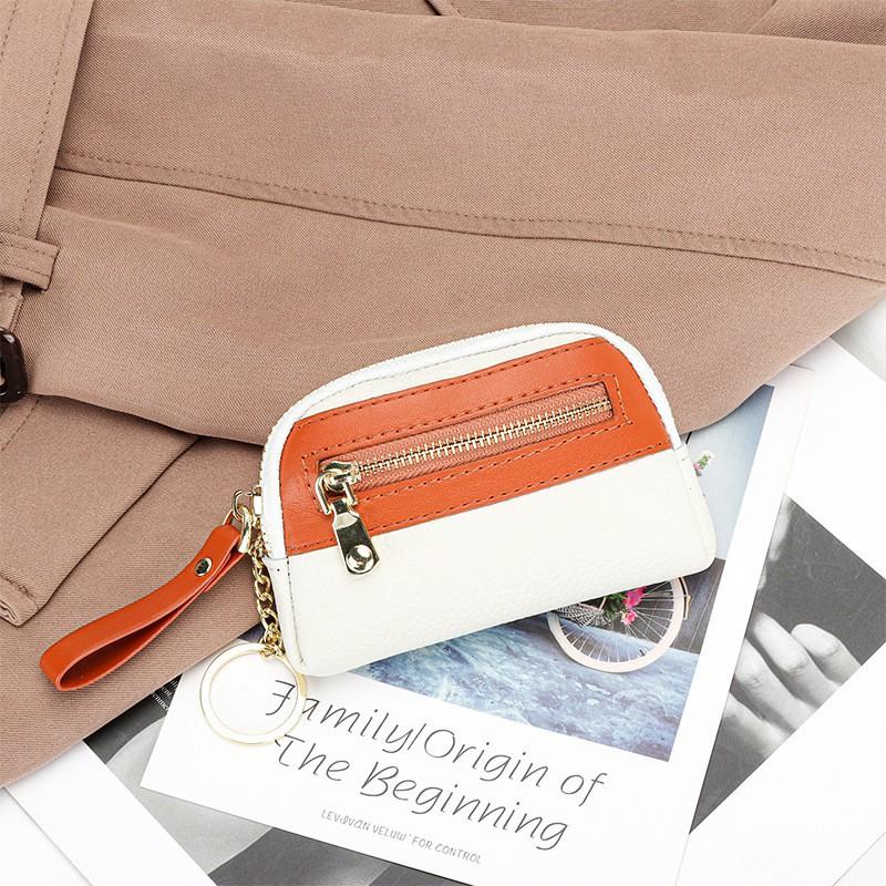 First-layer Cowhide Mini Coin Purse Women Small Exquisite Zipper Loose Large Capacity Key