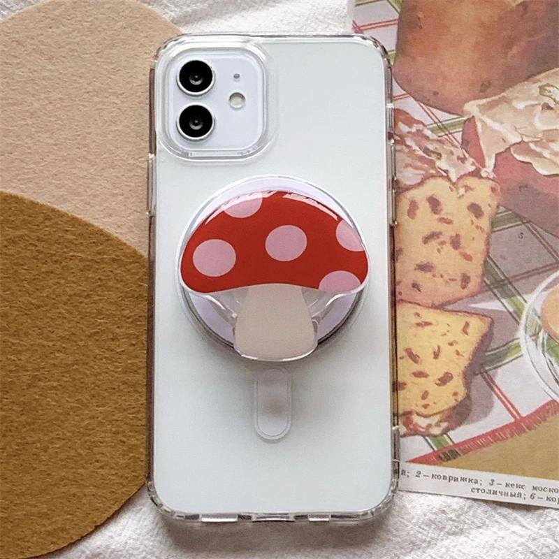 Cute Cartoon Mushroom Cherry for Magsafe Magnetic Phone Griptok Phone Holder Stand Universal Phone Ring Grip Tok for IPhone 15