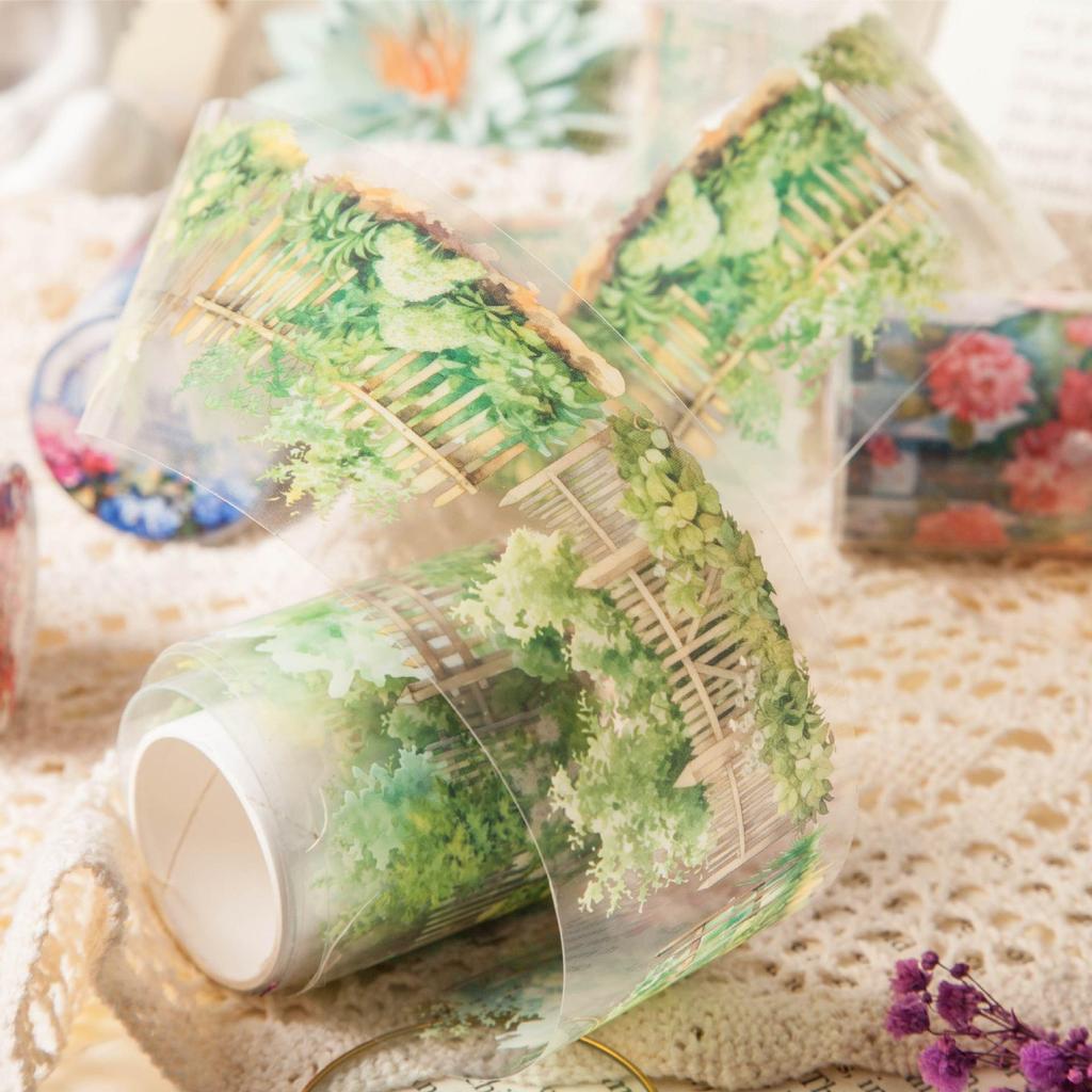 Retro PET Tape: Plant Scenery Series - 6 Designs for Journal Decoration