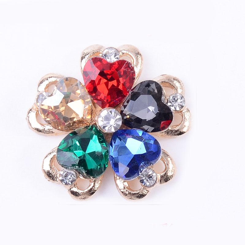 Engood 50Pcs Crystal Glass Flower Rhinestone Alloy Buttons Sewing Trim Embellishments Craft DIY Hair Apparel Clothes Accessories