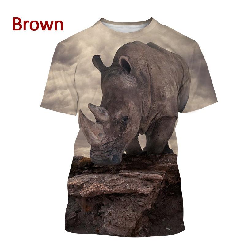 

Носорог с животным принтом, летняя мужская футболка в стиле хип-хоп с 3d принтом, трендовая, индивидуальная, креативная, в стиле Харадзюку, повседневная свободная футболка с короткими рукавами 6XL