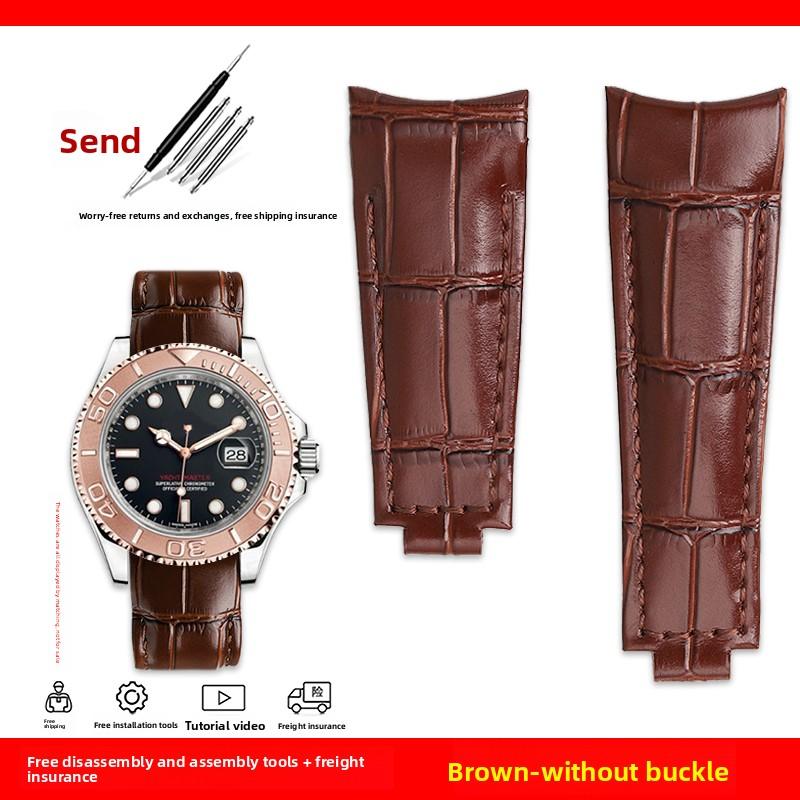 

High Quality Black Green Blue Watchband Curved end For Rolex Daytona Submariner Water Ghost Arc Watch Strap 20mm Fine-tune clasp 20mm width