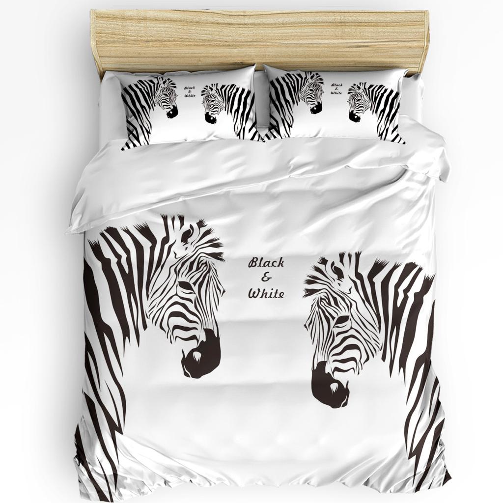 Nordic Zebra Animal White Duvet Cover with Pillow Case Custom 3pcs Bedding Set Quilt Cover Double Bed Home Textile