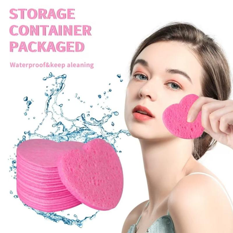10/50 Stück Herz Natürliche Holzpulpe Schwamm Zellulose Kompresse Kosmetikpuffer Gesichtswaschschwamm Gesichtspflege Reinigung Make-up-Entferner Werkzeug