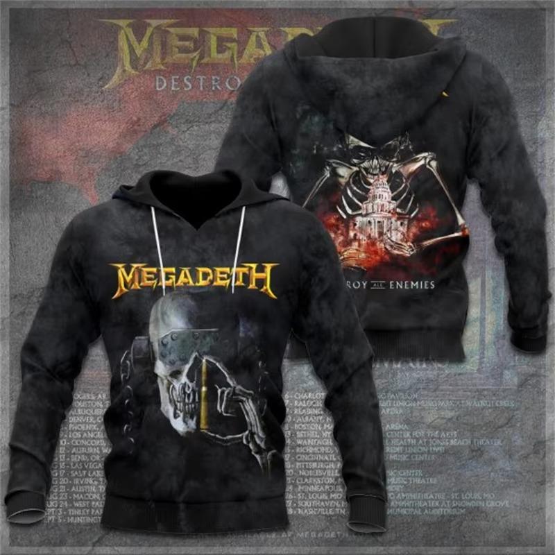 Rock Band Megadeth Hanorace cu Imprimeu 3D Bărbați Femei Modă Retro y2k Hanorac Grafic Hanorac Îmbrăcăminte Bărbați Trening Bărbați Cadou Fan