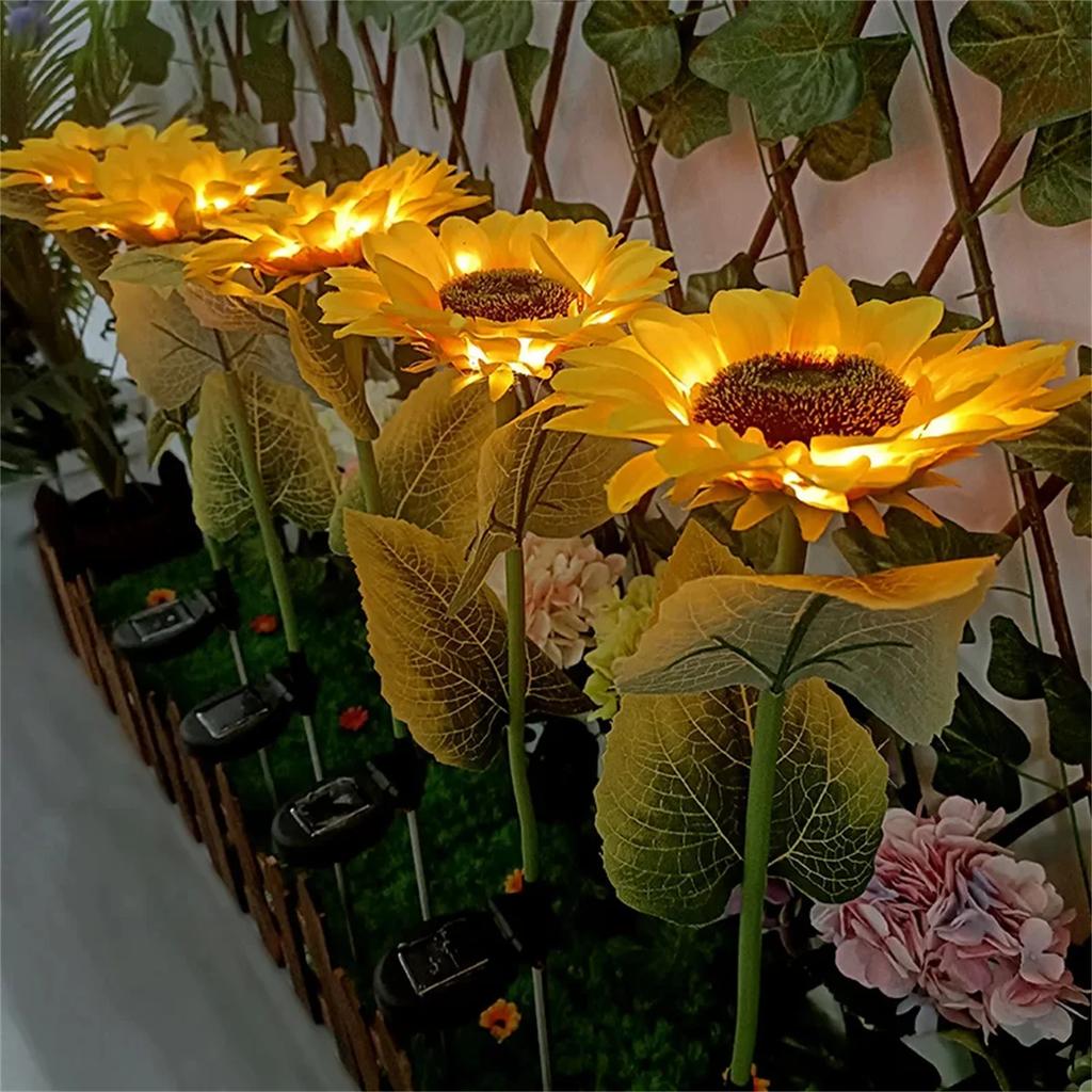 LED Solar Sunflower Lights Outdoor Landscape Night Lights IP65 Waterproof for Yard Lawn Garden Landscape Decoration Lighting
