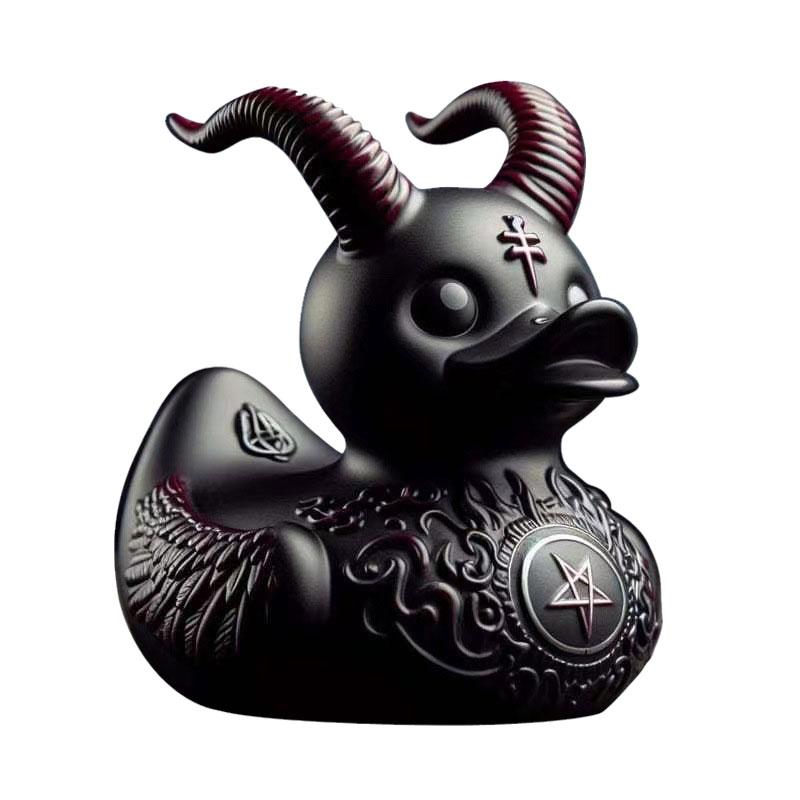 Goth-Resin Devil Ducks Rock Satan Punk Gothic Themed Party Decortative Prop For Room Decor Car Accessories Desktop Wine Cabinet