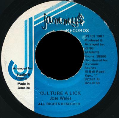 7inch Record JOSEY WALES - Culture A Lick NONE Jammy's Records 1987 Jamaica Reggae, Ska & Dub Used
