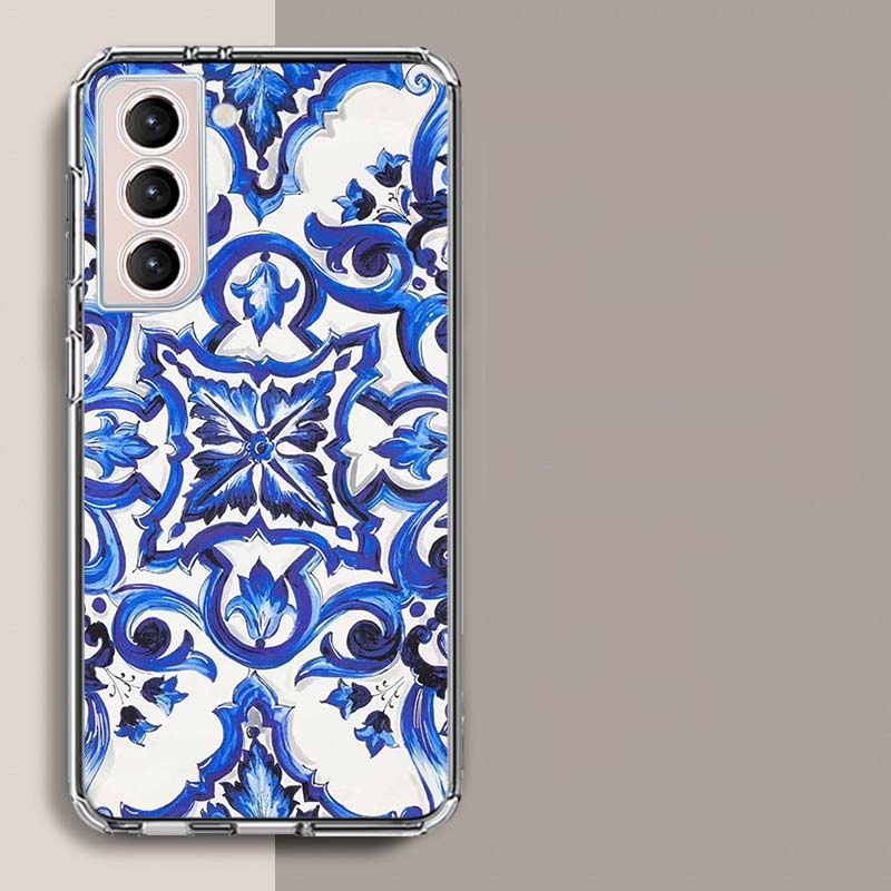 

Blue white Porcelain Pattern Phone Case For Samsung Galaxy S25 Edge S24 S23 FE S21 S20 S10 Plus S22 S26 Ultra Cover Clear Cases Samsung S24 Plus