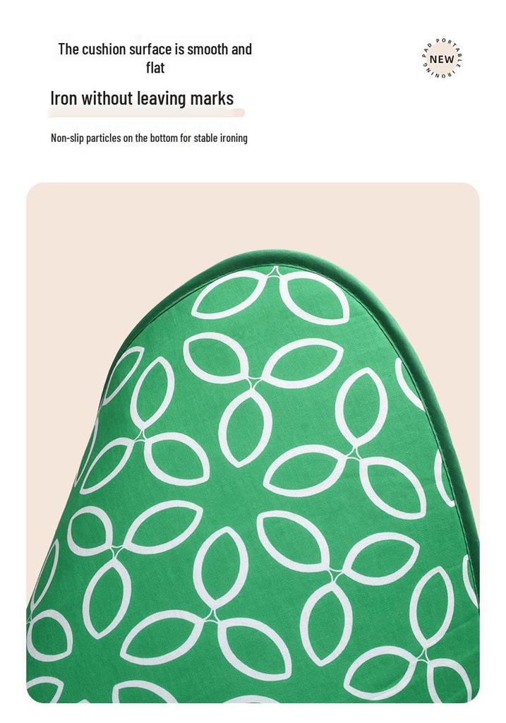 Portable Green Leaf Ironing Mat: Six-Layer Protection, Soft, Foldable, Waterproof, Heat-Resistant, Non-Slip Pad for Garment Steaming.